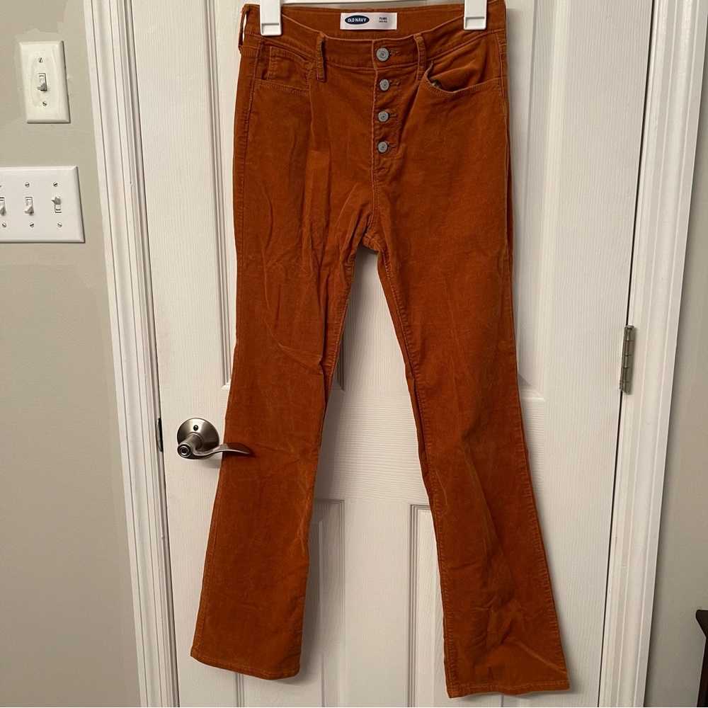 Old Navy Burnt Orange High Rise Flare Corduroy Girls 16 XL Fall Winter Pants